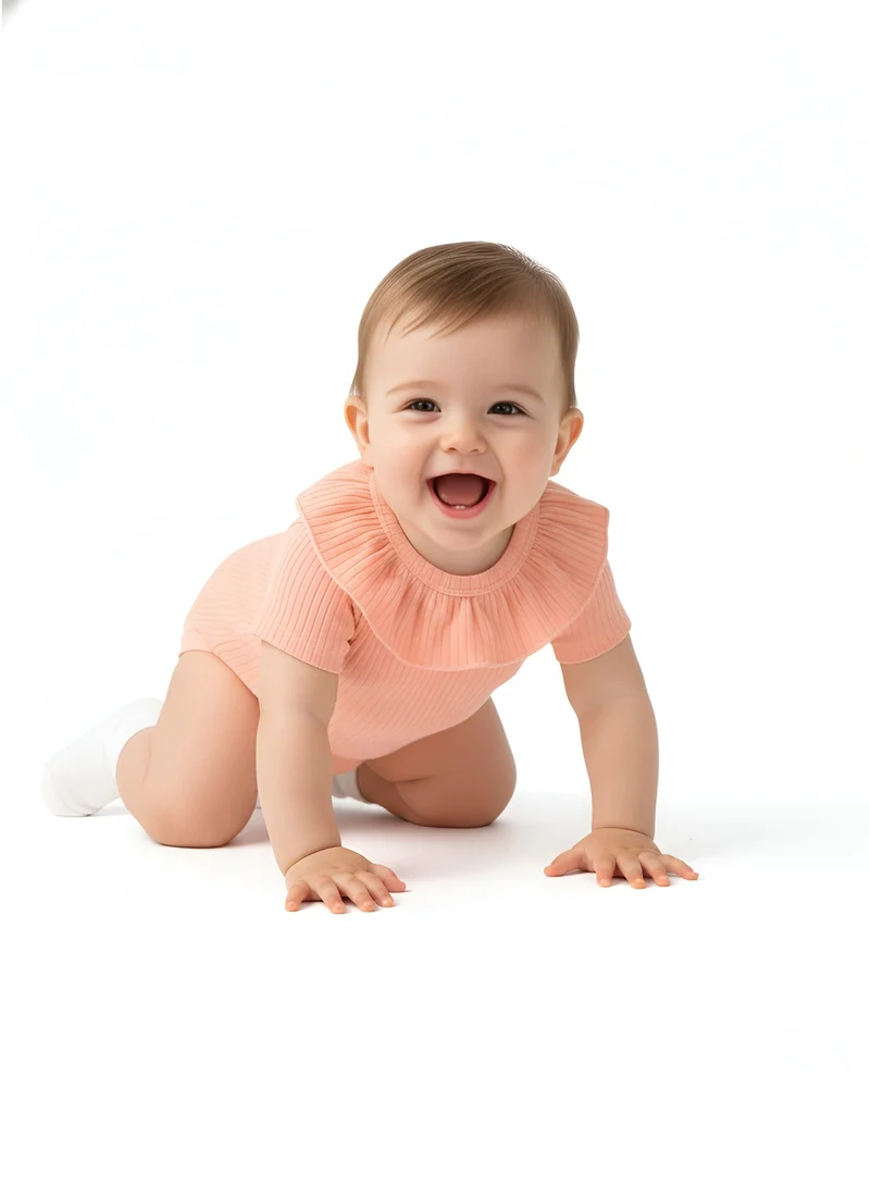 Bambimici Bambimici Plain Peach Short Sleeve Bodysuit