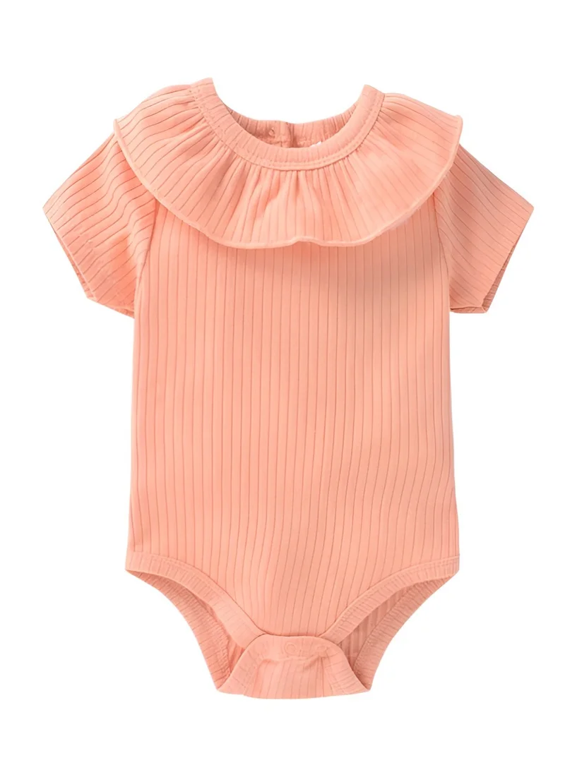 Bambimici Bambimici Plain Peach Short Sleeve Bodysuit