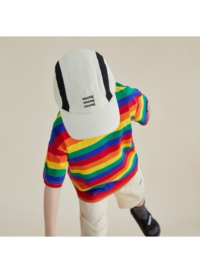 Vibrant Rainbow Stripes】boys' Short Sleeve T-shirt, Children's Striped Half Sleeve | Comfortable, Soft, And Skin-friendly Top For Toddlers And Older Kids - Image 2