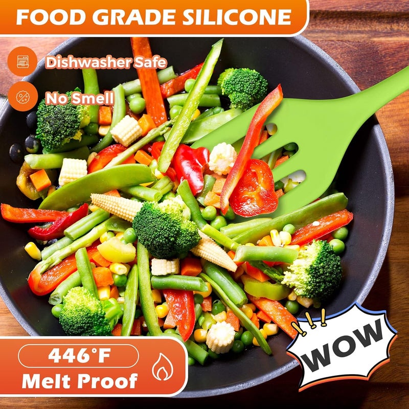 Rtteri 20 Pcs Small Serving Spatula High Heat Resistant Silicone Turner Flexible Nonstick Flipper Mini Slotted Egg Spatula for Cooking Kitchen Pancake Flip Fish Red Blue Green Orange Pink - Image 4