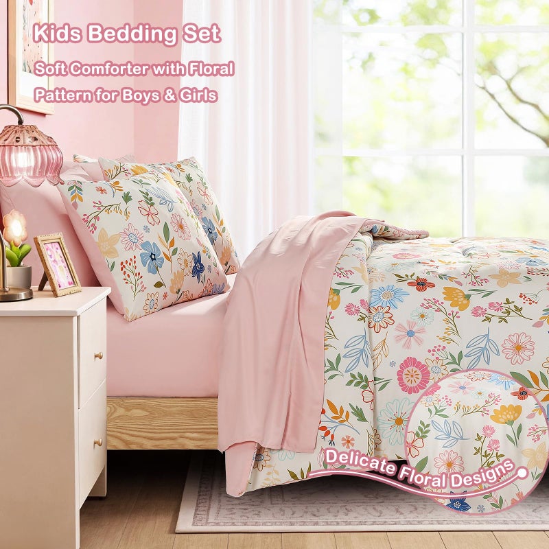 Kaleido Space Full Comforter Set for Girls Kids - 7 Pieces Pastel Garden Full Size Bedding Sets for Kids, Soft Cozy Bed in A Bag with Sheets - Image 3