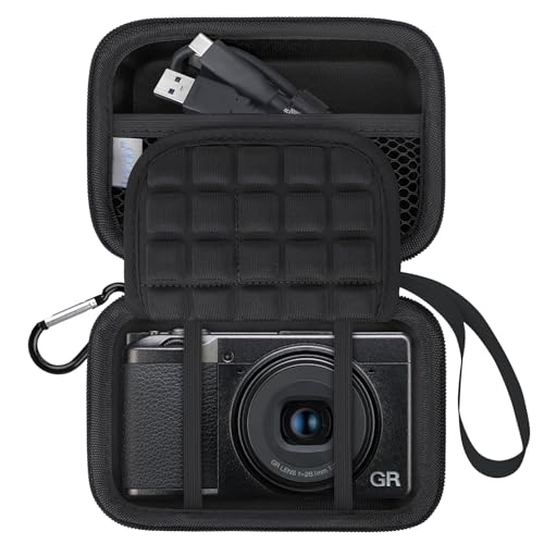 Lacdo Camera Case for RICOH GR IVRICOH GR III HDFGR IIIx HDFGR IIIxGR IIIGR IIGR Digital Camera Hard Protective Camera Storage Trave Bag Mesh Pocket fits Batteries USB Cable Black - Image 1
