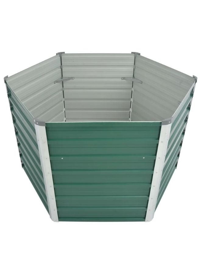 vidaxl vidaXL Garden Raised Bed Galvanised Steel 129x129x77 cm Green  - Image 2