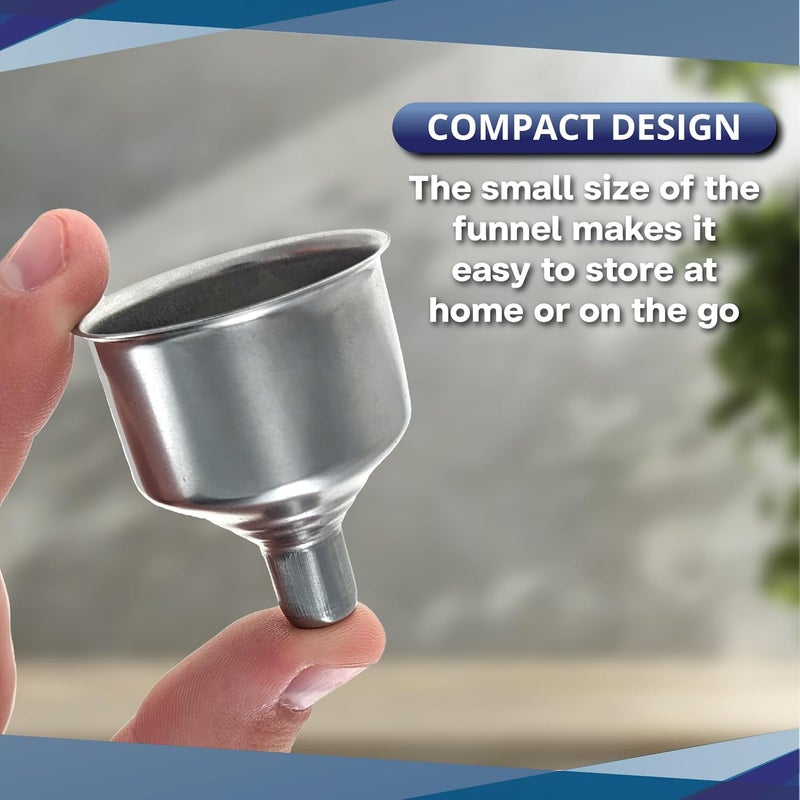 SE Stainless Steel Funnel for Flasks - Compact Metal Funnel for Liquor, Oil, Juice, and Milk with Screw-On Cap - Image 5