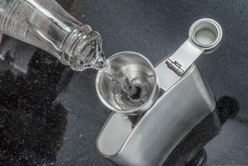 SE Stainless Steel Funnel for Flasks - Compact Metal Funnel for Liquor, Oil, Juice, and Milk with Screw-On Cap - Image 2