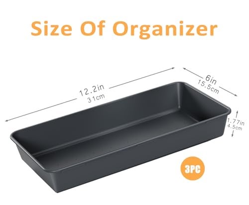 Kutesna 3PCS Large Plastic Drawer Organizer 12 X 6 Desk Drawer Organizer and Storage Trays Largesize Storage Bins Organization and Storage Container for Makeup Vanity Kitchen Utensil Office Bathroom - Image 3