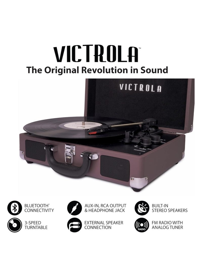 VICTROLA Victrola Journey+ Signature Turntable Record Player Bluetooth Vinyl Streaming 33-1/3, 45 & 78 RPM Suitcase Vinyl Record Player, Bluetooth Connectivity & Built-in Speakers, Stereo RCA Output (Magenta))  - Image 2