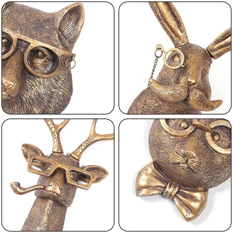 Joogour Head Wall Mount Decor,Resin Animal Sculpturesï¼ŒArt Deco Wall Hanging Decoration for Living Room Bedroom Officeroom Gift (Rabit) - Image 3