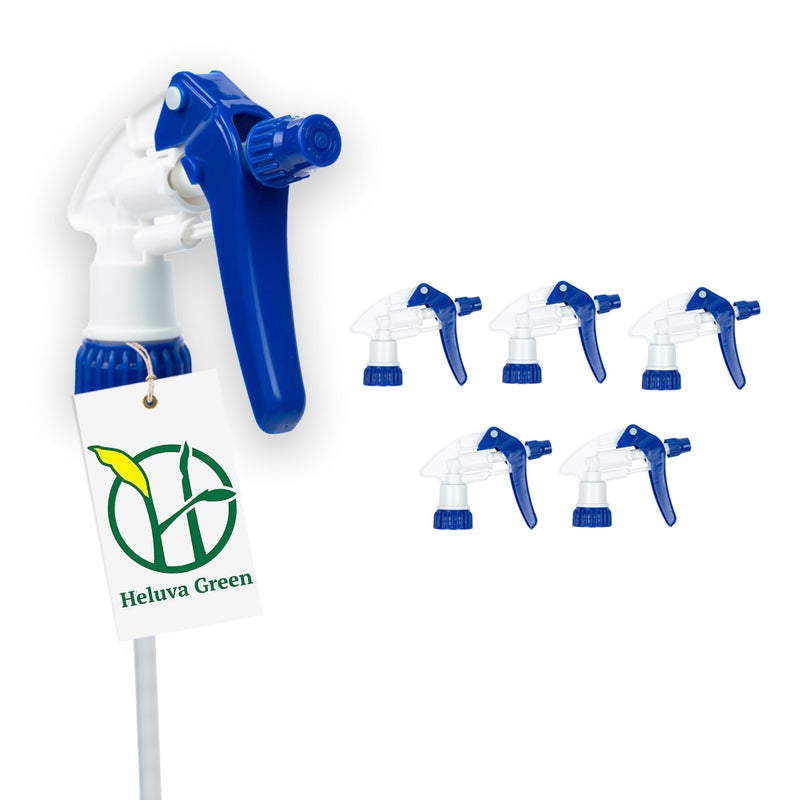 Heluva Green Spray Bottle Nozzle Replacement Bottle Tops Only  Sprayer Nozzle Triggers for Heavy Duty Commercial Home Cleaning Solutions  Fits 8162432 oz Plastic  Glass Bottles Blue 6 pack