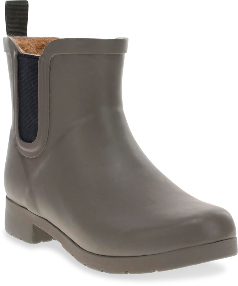 Chooka Womens Waterproof Plush Chelsea Bootie Rain, Olive, 8 US - Image 1