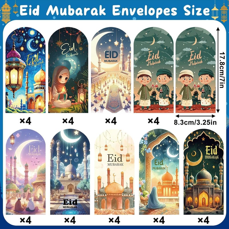36 قطعة من مظاريف عيد مبارك للمال، مظاريف رمضان مبارك للمال، هدايا عيد مبارك للمسلمين، هدايا رمضان، محافظ عيد مبارك للنقود - Image 2