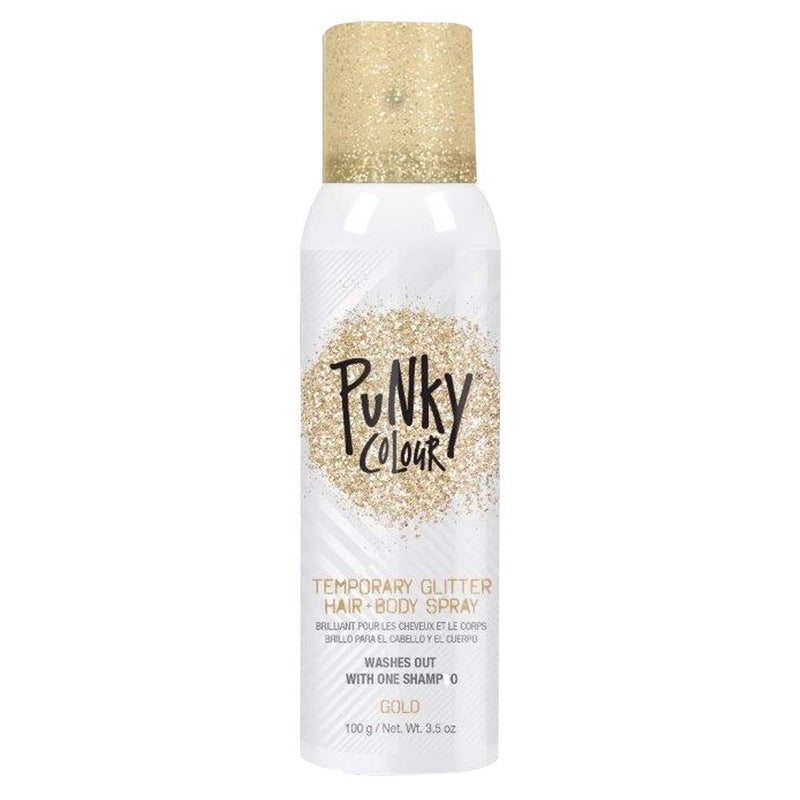 Jerome Russell Punky Temporary Hair and Body Glitter Spray, Gold - Glitters Hairspray, Adds Shimmery Glow, Hair Glitter for Kids, Women, Men 3.5 oz - Image 1