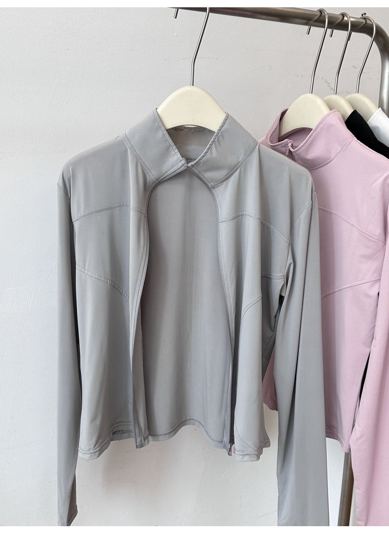 Generic Summer Ice Silk Sun Protection Breathable Jacket Women Zhongshan Grey 