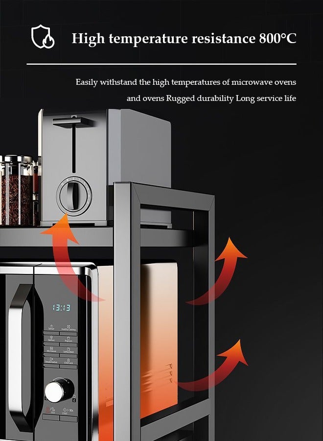 DUNISO Microwave rack, expandable microwave rack, kitchen countertop toaster rack, kitchen storage rack, detachable, dirt and rust resistant, with 6 hooks and cutting board rack,black - Image 5