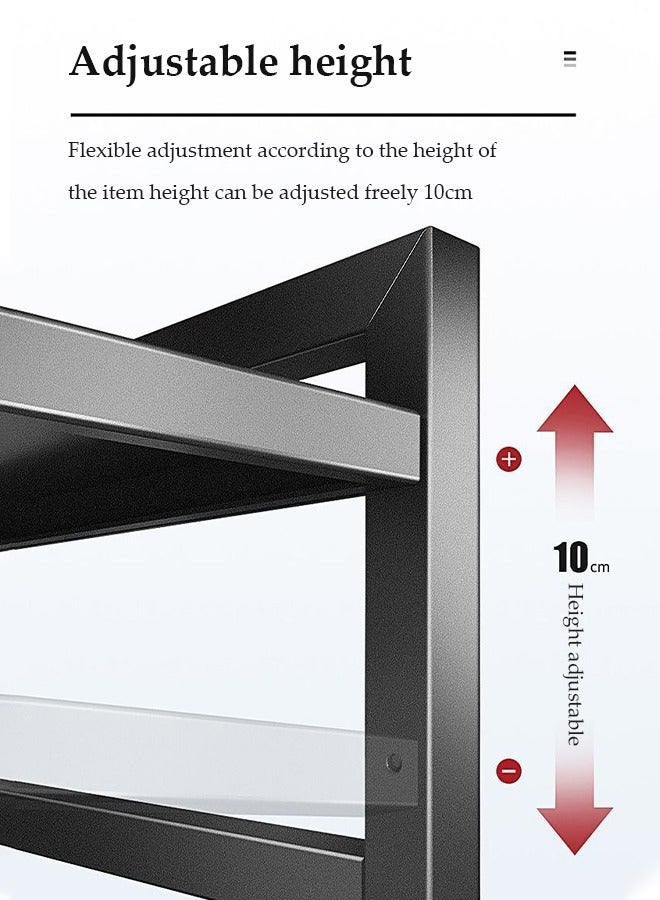 DUNISO Microwave rack, expandable microwave rack, kitchen countertop toaster rack, kitchen storage rack, detachable, dirt and rust resistant, with 6 hooks and cutting board rack,black - Image 3