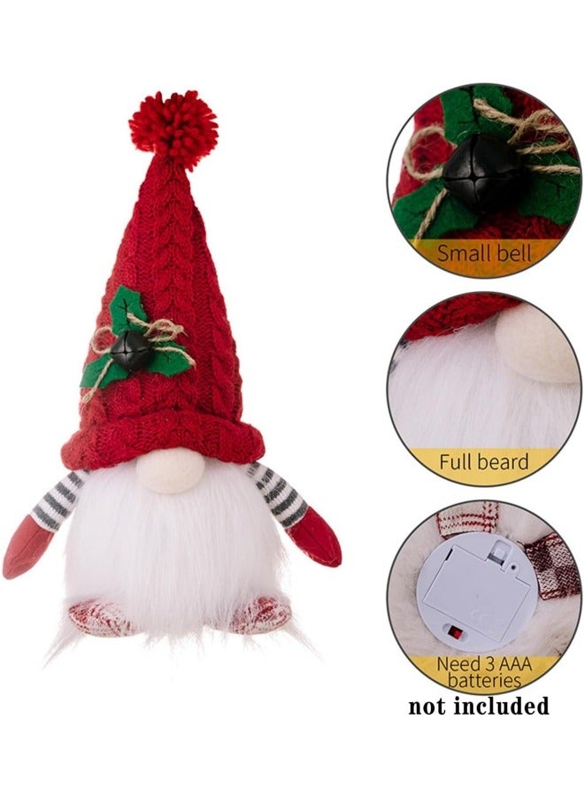 CCOVERY عبوة 2 من أقزام عيد الميلاد المحشوة مع لحية مضاءة LED، تمثال سانتا توما السويدي اليدوي، تمثال اسكندنافي - Image 3