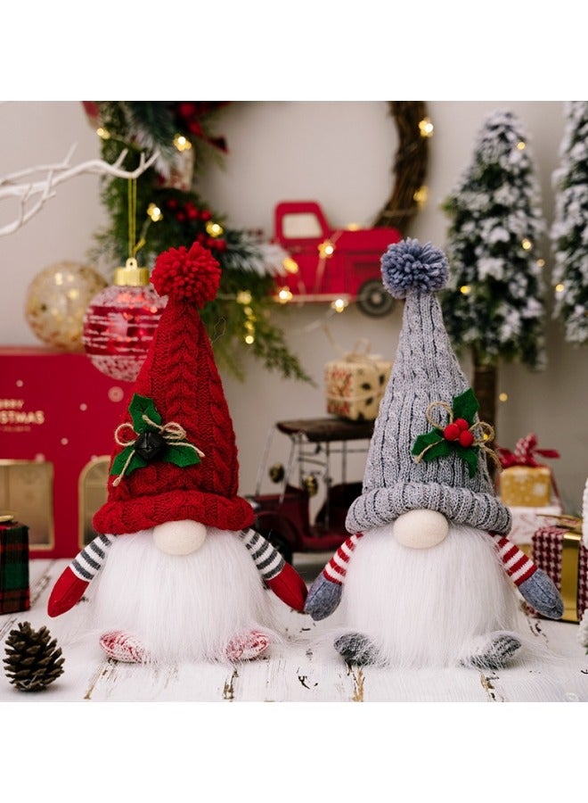 CCOVERY عبوة 2 من أقزام عيد الميلاد المحشوة مع لحية مضاءة LED، تمثال سانتا توما السويدي اليدوي، تمثال اسكندنافي - Image 5