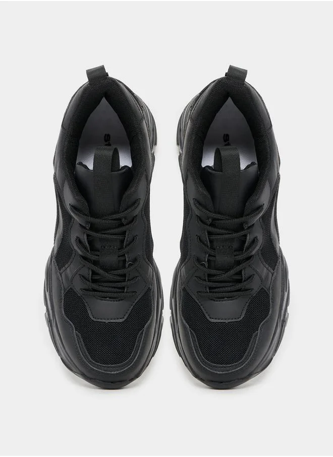 Styli Mesh Chunky Sole Lace Up Sneakers