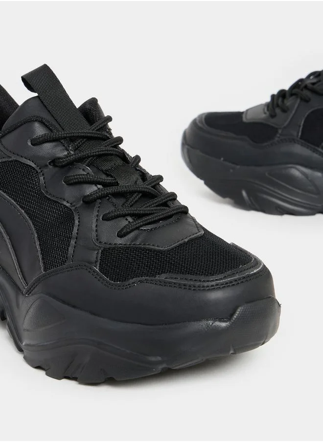 Styli Mesh Chunky Sole Lace Up Sneakers