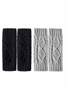 Excefore Fingerless Hand Warmer Skeleton Gloves, 2 Pcs Women Winter Warm Knit Fingerless Gloves Hand Crochet Thumbhole Arm Warmers Mittens, Hand Warmers for Women  - Image 2