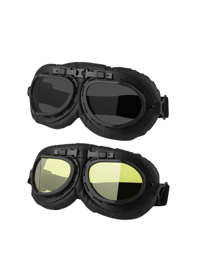 LJDJ Motorcycle Goggles - Vintage Pilot Style Goggles Dirt Bike ATV Motocross Riding Offroad Eyewear Scooter Outdoor Sports Glasses Combat Tactical Goggles for Men Women Youth Adult - Image 1