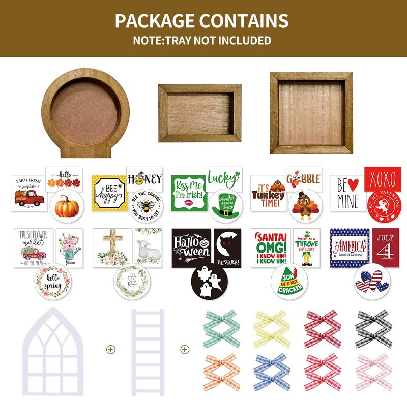 Nuvagiki St. Patrick's Day Tiered Tray Decor, St. Patrick's Day Decorations for Home, Interchangeable Year Round Seasonal Decorations Wooden Frames + Mini Arch + Ladder Set, No Tray, Valentines Gift - Image 5