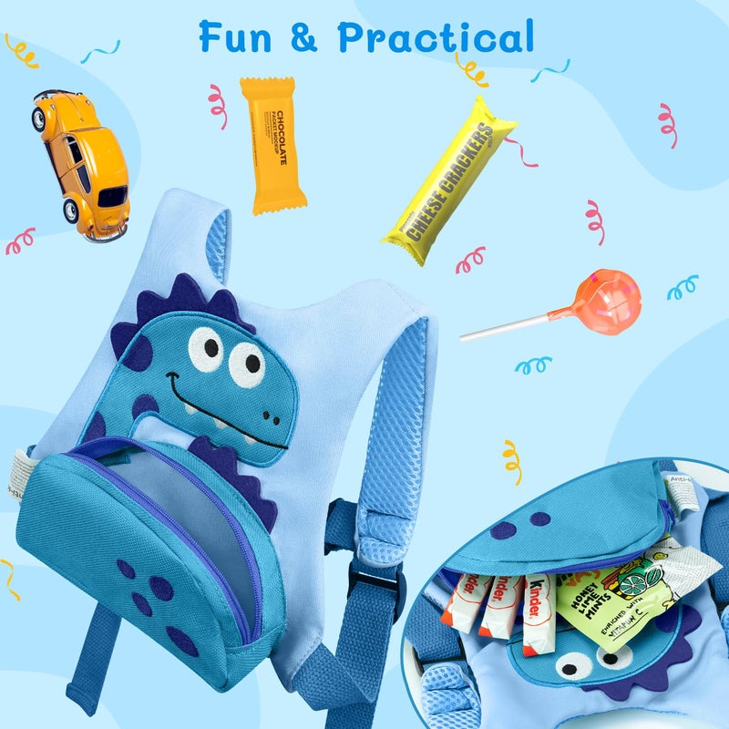 Dr.Meter 3 in 1 Toddler Harness Leash + 8.2ft Anti Lost Wrist Link, Cute Dinosaur Kids Safety Harness with Key Lock, Child Walking Harness Assistant Strap for Outdoor Activity Travel - Image 3