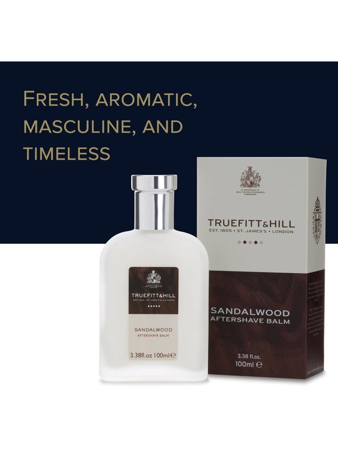 Truefitt & Hill Luxury Aftershave Balm - Sandalwood - Premium Soothing Moisturizer with Aloe Vera Extract - Ideal for Sensitive Skin, Razor Burn Relief, and a Silky Smooth Finish - 3.38 oz.  - Image 4