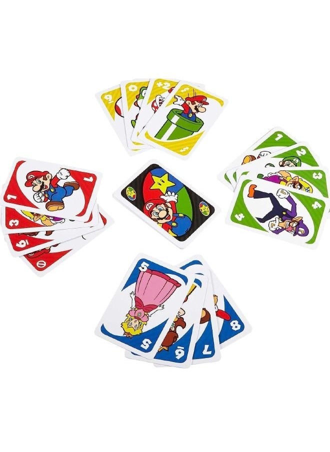EHOME - UNO Super Mario Card Game with 112 Cards, Video Game Themed Travel Game in Collectible Storage Tin with Special Rule - Image 1
