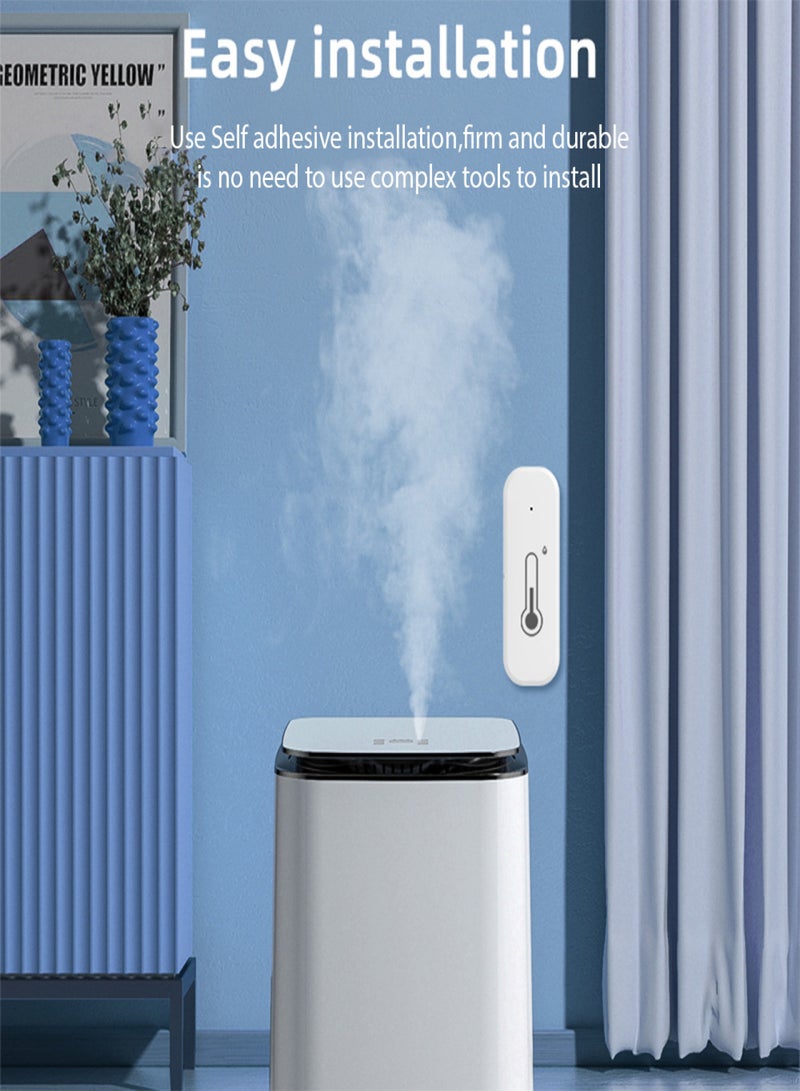 تويا مستشعر درجة الحرارة والرطوبة Tuya Wifi، تطبيق ربط ذكي، تحكم ذكي، تذكير بالهاتف المحمول، جهاز مشترك، جهاز مراقبة درجة الحرارة والرطوبة الذكي، قطعة واحدة، يتم الشحن بدون بطاريتين AAA* - Image 2