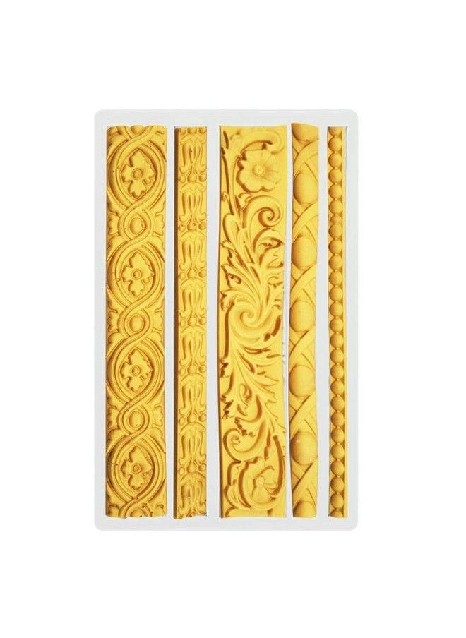 PalkSky Diy Baroque Scroll Relief Cake Border Silicone Mold/Vintage Curlicues Fondant Molds Flower Frame Edible Lace Mould Mat For Birthday Candy Chocolate Sugarcraft Gum Paste Decorating Tool  - Image 4
