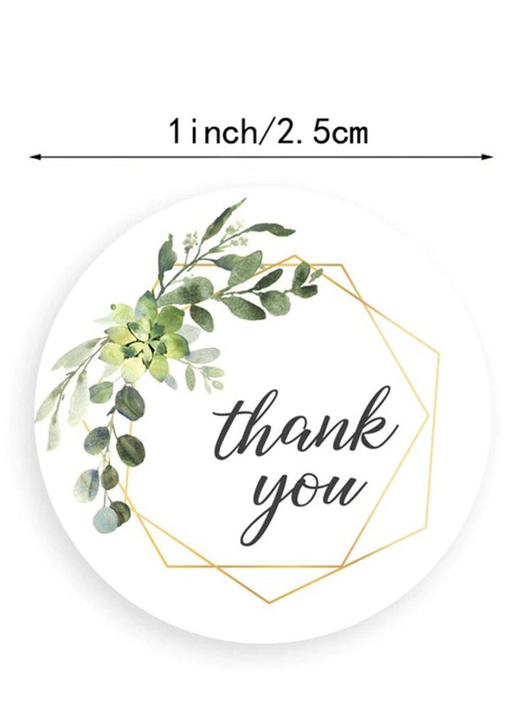 Wownect Wownect Leaf Design Thankyou Sticker Round [1inch][500 Stickers] Labels For Envelope Seals, Packing Seals, cards, Gift Boxes, Shopping Bags, Bouquets, Cardboard Decoration  - Image 2