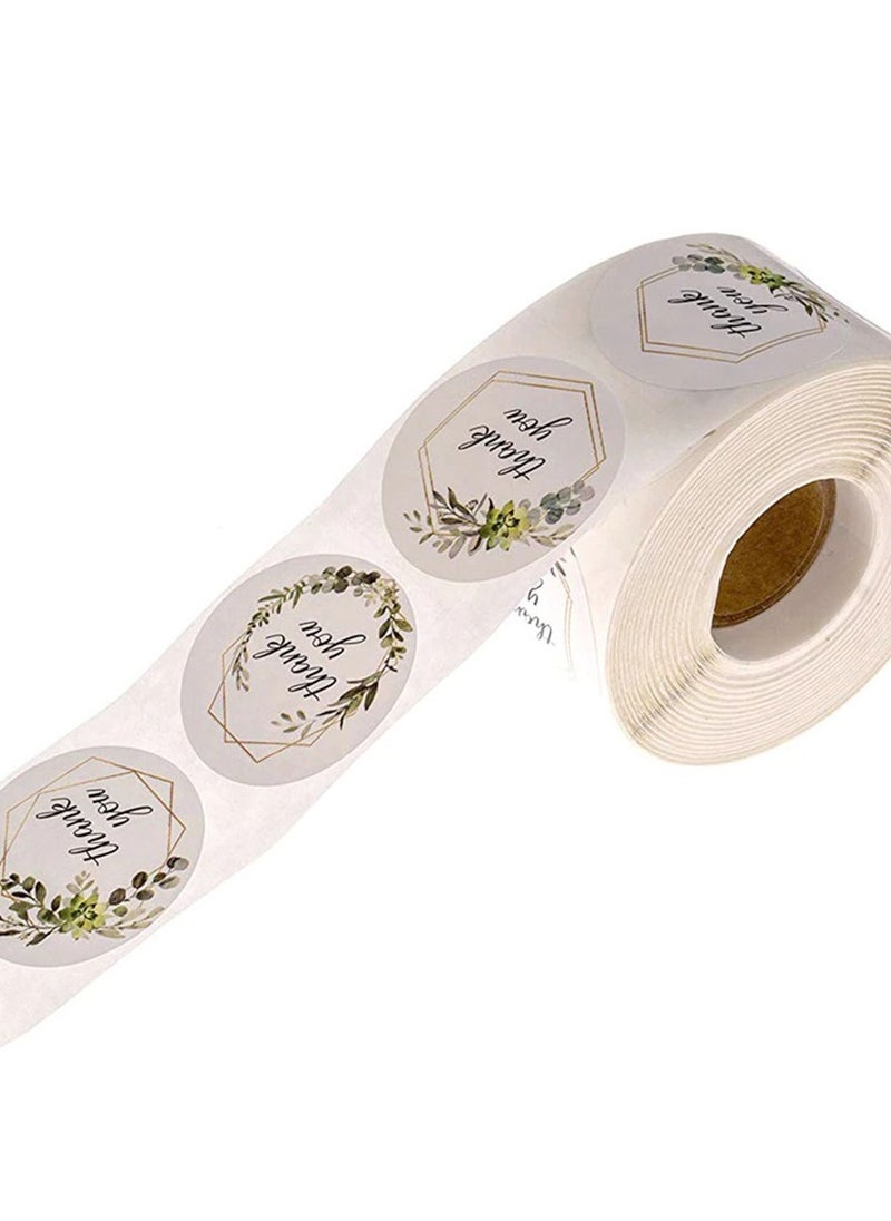 Wownect Wownect Leaf Design Thankyou Sticker Round [1inch][500 Stickers] Labels For Envelope Seals, Packing Seals, cards, Gift Boxes, Shopping Bags, Bouquets, Cardboard Decoration  - Image 3