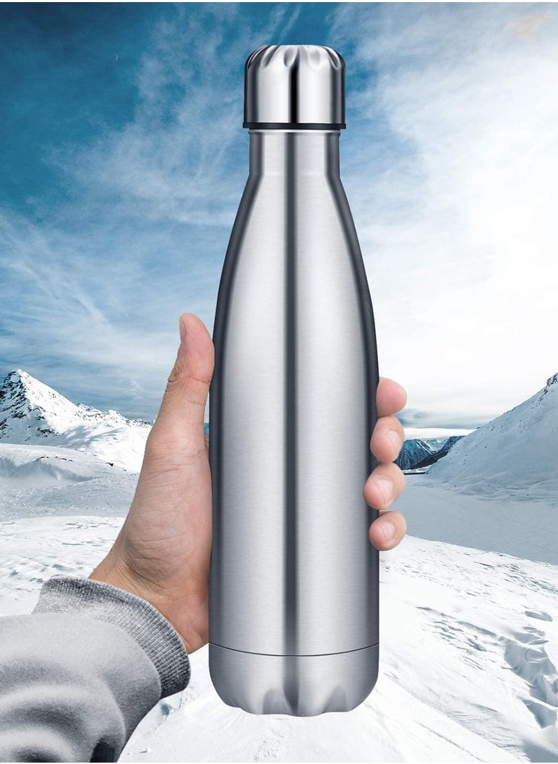 Generic - 350ml Stainless Steel Water Bottle Double Walled Sports Water Bottle Vacuum Insulated Cola Shape Travel Thermal Flask Bpa Free, Silver SUS304 - Image 1