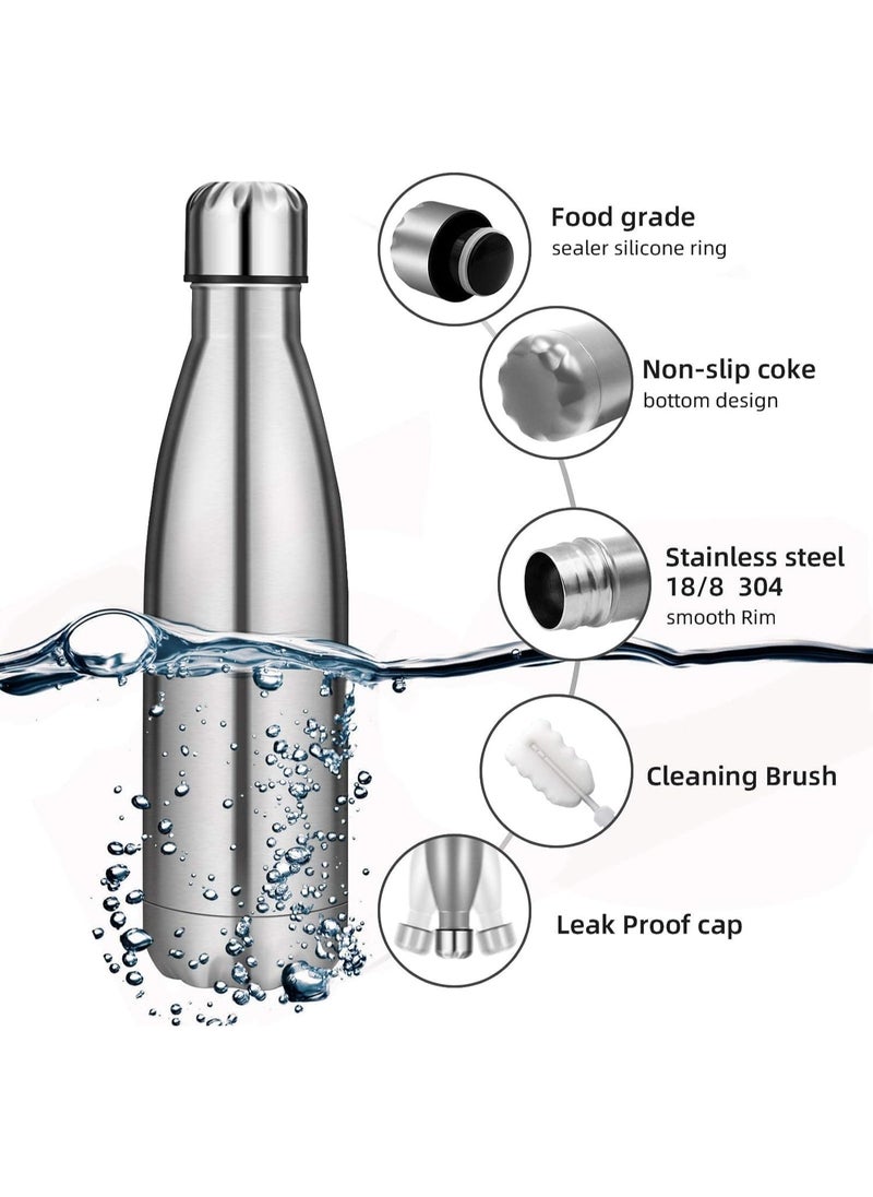 Generic - 350ml Stainless Steel Water Bottle Double Walled Sports Water Bottle Vacuum Insulated Cola Shape Travel Thermal Flask Bpa Free, Silver SUS304 - Image 1