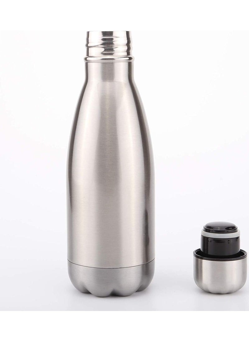 Generic - 350ml Stainless Steel Water Bottle Double Walled Sports Water Bottle Vacuum Insulated Cola Shape Travel Thermal Flask Bpa Free, Silver SUS304 - Image 1