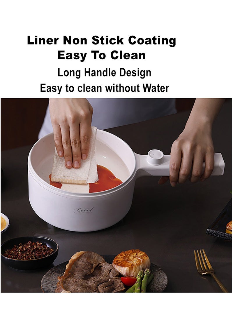 miss ceool 1.5L Electric Hot Pot Multi-functional Electric Cooker 600W Non-Stick Rapid Noodles Cooker Steak Egg Fried Rice Ramen Soup with 2 Modes Temperature Control (UK Plug Type)  - Image 4