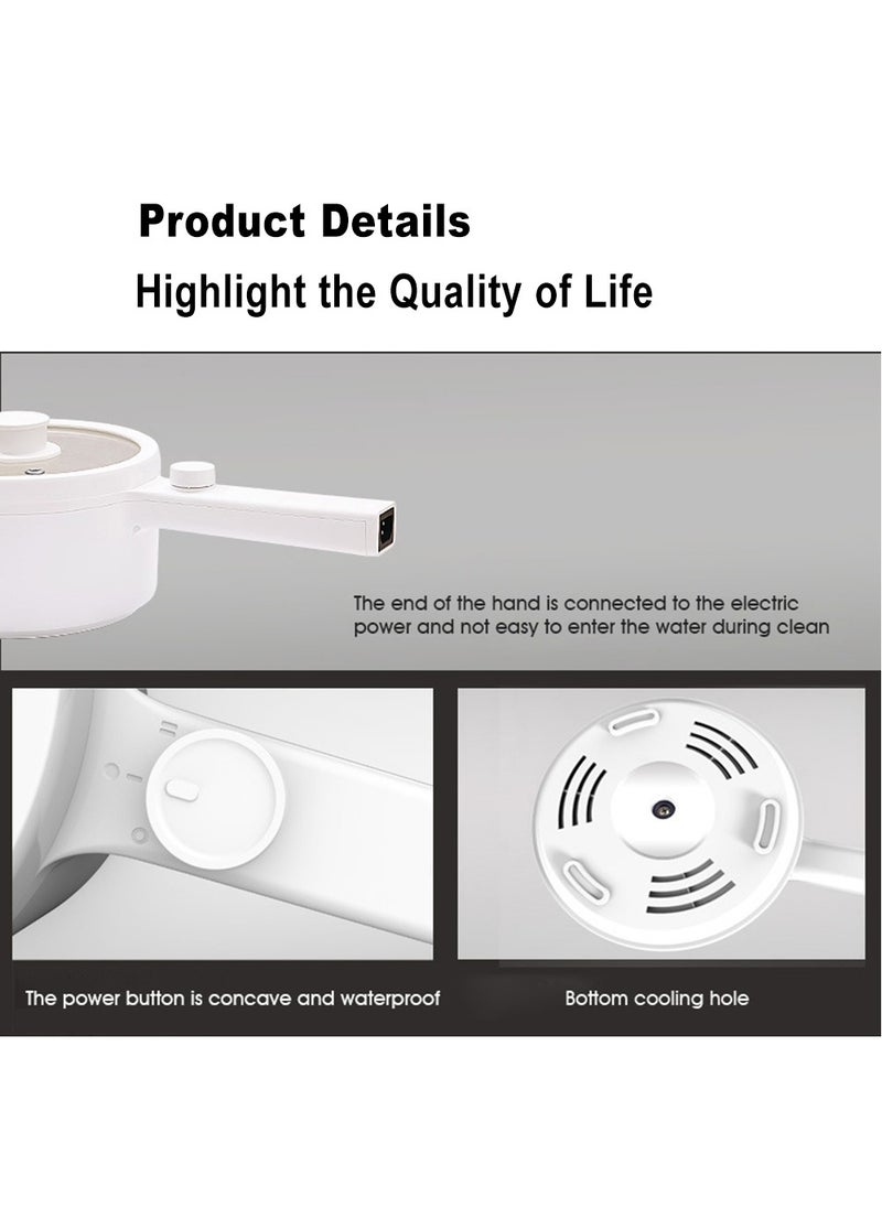 miss ceool 1.5L Electric Hot Pot Multi-functional Electric Cooker 600W Non-Stick Rapid Noodles Cooker Steak Egg Fried Rice Ramen Soup with 2 Modes Temperature Control (UK Plug Type)  - Image 5