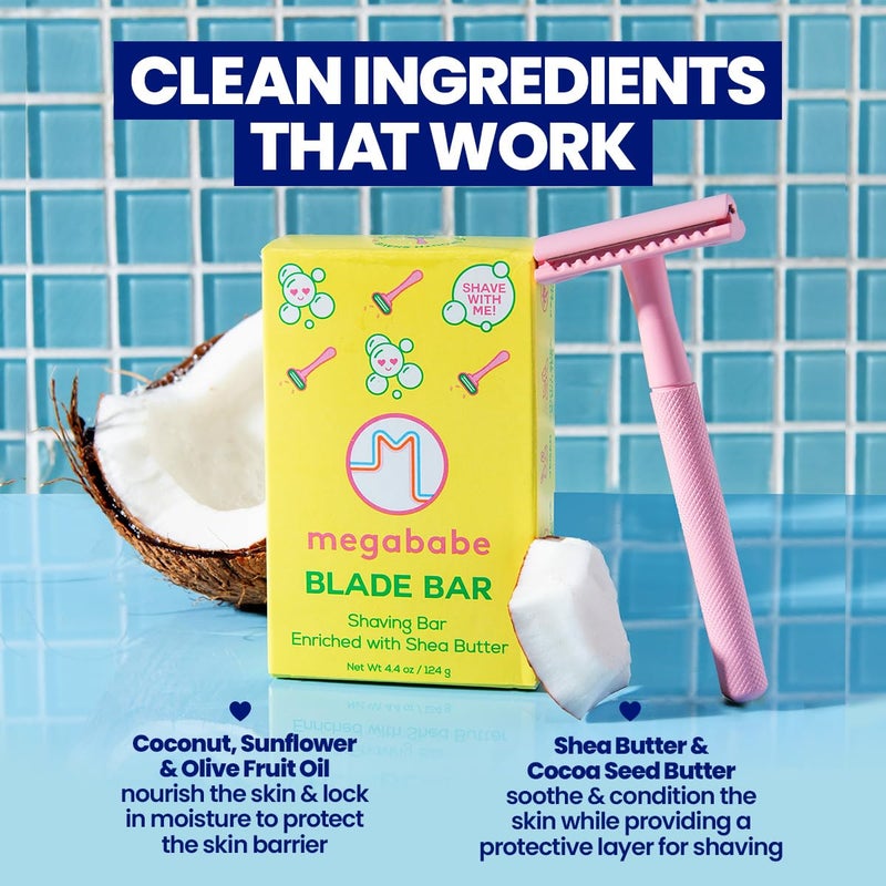Megababe Blade Bar | Stocking Stuffer Holiday Gift | Shaving Bar Enriched with Shea Butter | Hydrating for All Skin Types | 4.4 oz - Image 3