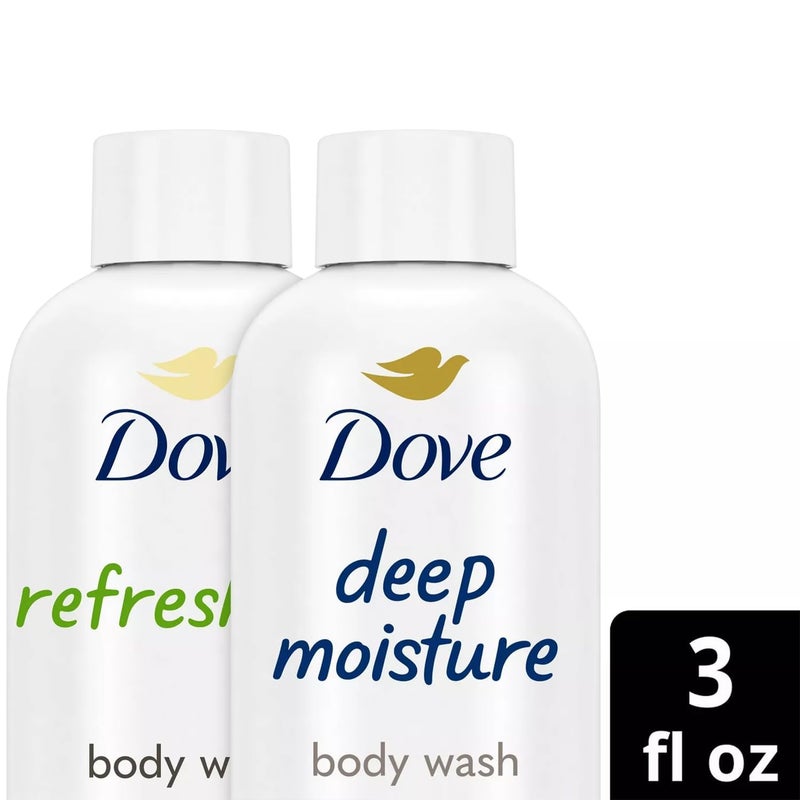 Dove Body Wash Travel Essentials Variety 2-Pack â€“ Refreshing Cucumber & Green Tea + Deep Moisture Nourishing Body Washes, 3 Oz Ea - Image 4