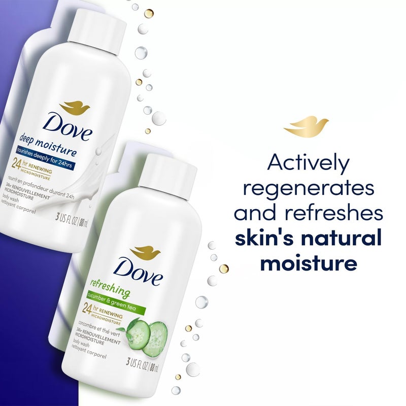 Dove Body Wash Travel Essentials Variety 2-Pack â€“ Refreshing Cucumber & Green Tea + Deep Moisture Nourishing Body Washes, 3 Oz Ea - Image 5