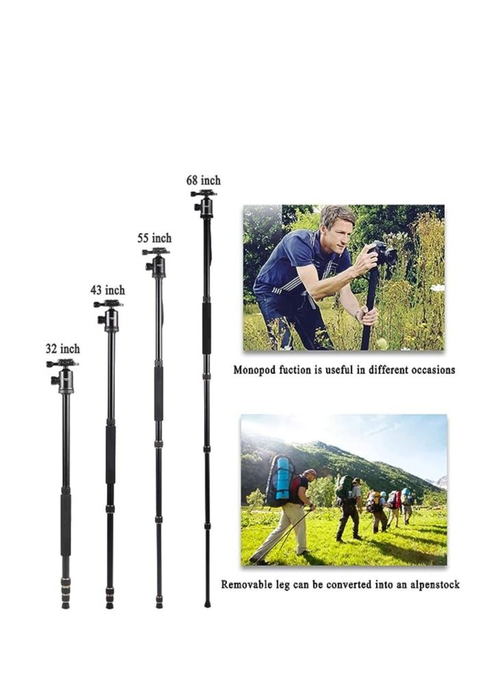 Jmary KT225+NB36-5 Feet Height Aluminium Alloy Professional Tripod And Monopod For All DSLR Cameras - Black - Image 2