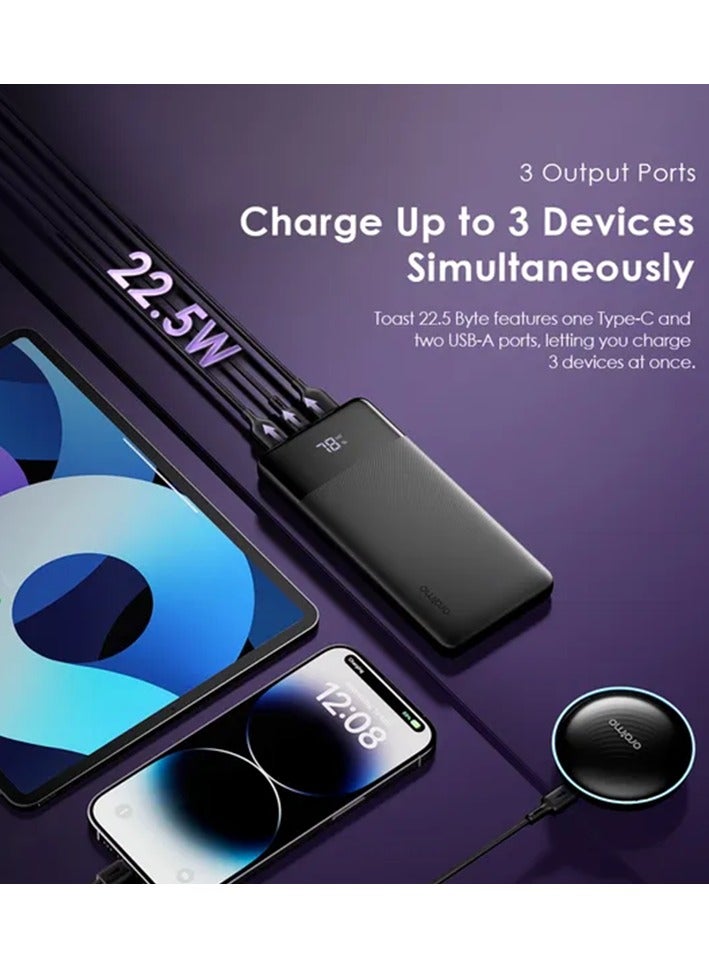 أورايمو باور بانك توست بايت USB-C و 2-USB بورت 22.5 واط - Image 4