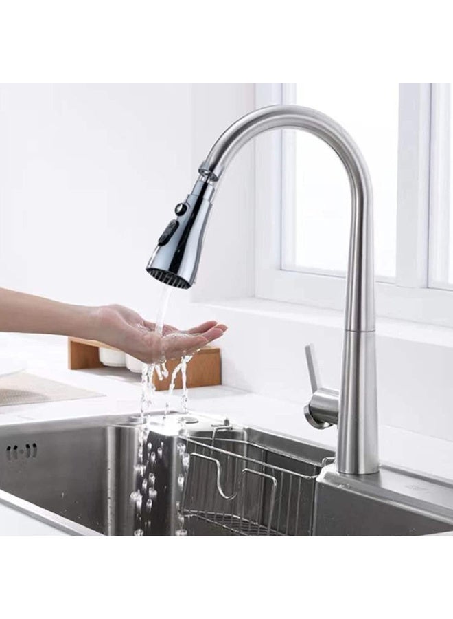 مهوية صنبور الحنفية، صنبور مطبخ وحمام موفر للمياه، مع 3 أوضاع لتدفق المياه، دوران 360 درجة، سهل التركيب، يناسب رؤوس رشاشات الحنفية مقاس 22-24 مم، فضي - Image 3