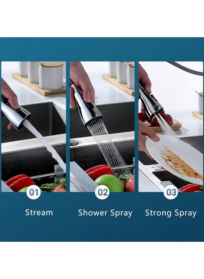 مهوية صنبور الحنفية، صنبور مطبخ وحمام موفر للمياه، مع 3 أوضاع لتدفق المياه، دوران 360 درجة، سهل التركيب، يناسب رؤوس رشاشات الحنفية مقاس 22-24 مم، فضي - Image 5