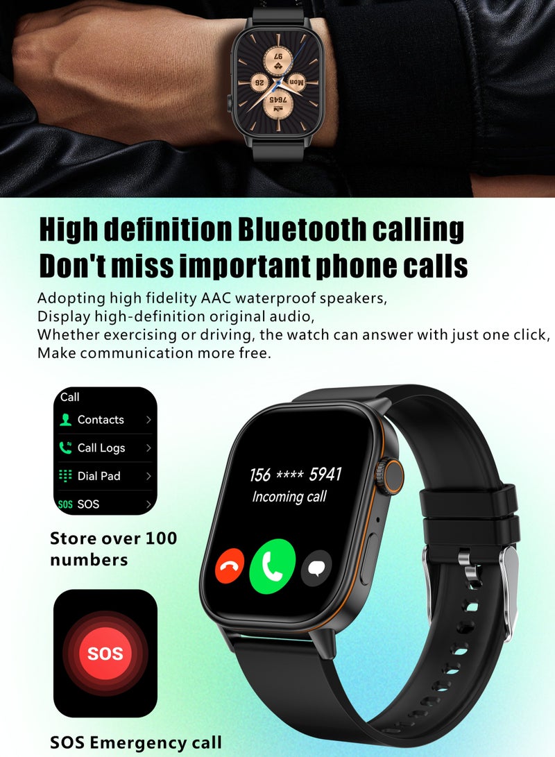 RollsTimi  Men's SmartWatch, 2.01-inch IPS HD Screen, IP68 Waterproof, Bluetooth Calls, Voice Assistant, 24/7 Health Monitoring, 178+ Sports Modes, 420mAh Capacity Battery, Smart Sports Watch, QX17 Tape Black - Image 4