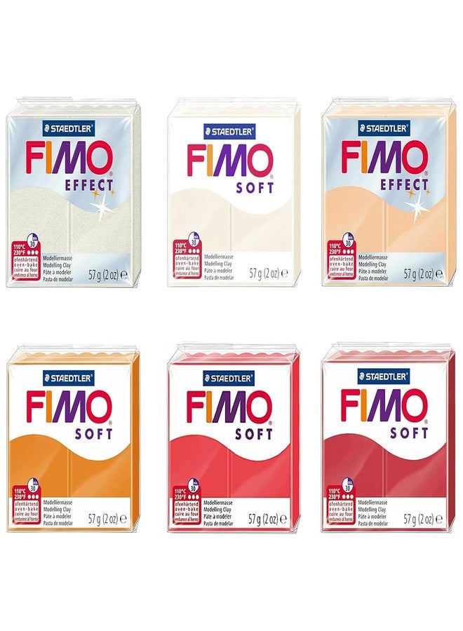 FIMO طين النمذجة البوليمرية FIMO الناعمة والتأثير - 57 جرام - مجموعة من 6 ألوان - درجات هادئة - Image 1