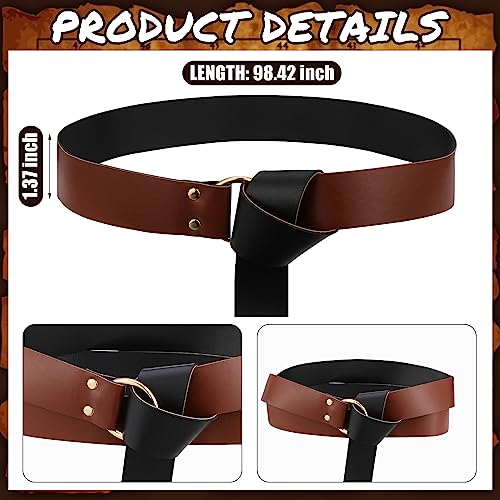 Leumoi 5 Pcs Men's Renaissance Faire Costume Set Halloween Medieval Costume Pirate Shirt Viking Belt Shawl Accessories(XX-Large,Black) - Image 5