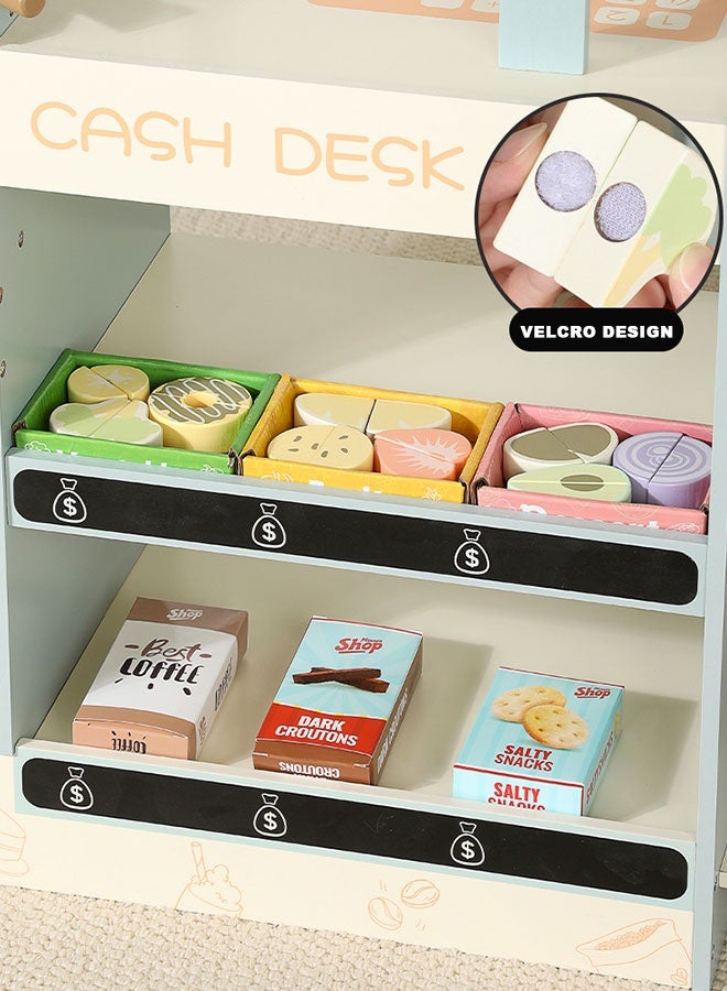 جساي تويز أطفال خشبية متجر بقالة لعب أطفال لعب متجر خشبي لعب سوبر ماركت مع آلة تسجيل نقدي للقهوة - Image 5