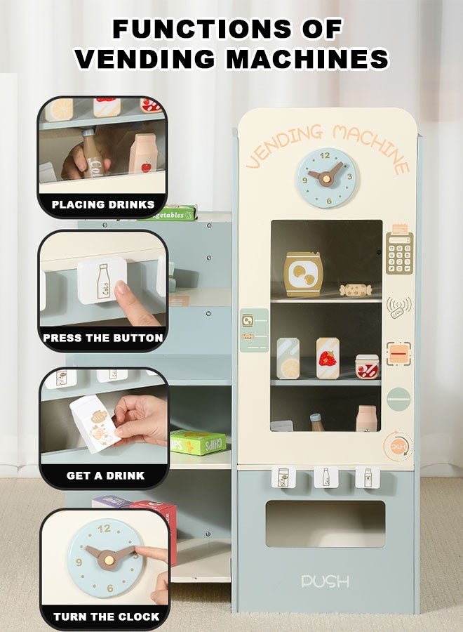 جساي تويز أطفال خشبية متجر بقالة لعب أطفال لعب متجر خشبي لعب سوبر ماركت مع آلة تسجيل نقدي للقهوة - Image 4